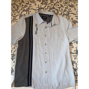 Nat Nast Mens grey‎ button up silk shirt size large